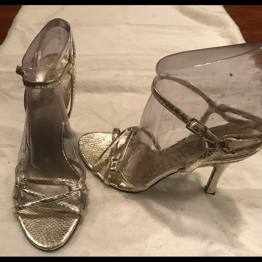 Guess Gold Snakeskin Print Sandals
